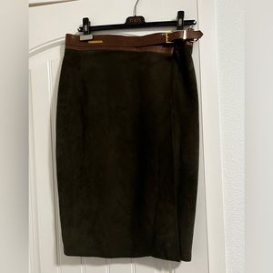 Ralph Lauren green suede and leather skirt, size 6